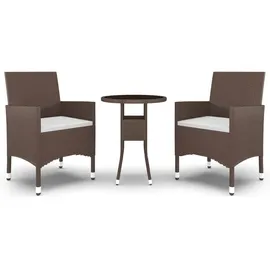 vidaXL 3-tlg. Bistro-Set Poly-Rattan und Hartglas Braun