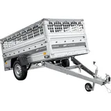 Leichter Anhänger auf Federn 230x125 UNITRAILER FORCE 230/R KIPP mit Gitterwänden, H-0-Rahmen und grauer Plane