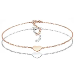 Elli Set Herz Paar Freundschaft Bi-Color 925er Silber Armbänder & Armreife   Damen 