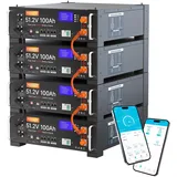 48V 400Ah LiFePO4 Lithiumbatterie, Server Rack Batterie mit Bluetooth, 100A BMS with RS485/CAN Communication, 20,48kWh Kapazität, ideal für netzunabhängige Solarenergiespeicherung
