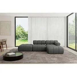 altdecor Ecksofa modulares Sofa Lizur-L1 - 285x160x70 cm Dunkelgrau Velours