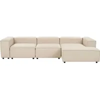 BELIANI Ecksofa Beige Stoff L-förmig 4-Sitzer Modulsofa mit Chaiselongue Linksseitig Wohnzimmermöbel Modern Wohnzimmer Wohnecke Sitzecke - Beige/Schwarz