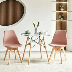 EGGREE 2er Set Esszimmerstühle mit Massivholz Buche Bein Skandinavisch Design