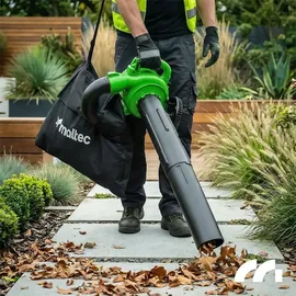 Maltec Benzin Laubsauger Laubbläser Gartenstaubsauger mit Häcksler MalTec MasterBlow7500W Motor 2-Takt 26cc Staubsauger Schredder