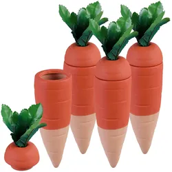 Relaxdays Tonkegel Bewässerung, 4er Set, je 100 ml, Karotten-Design, Gießhilfe Zimmerpflanzen & Balkonkästen, mehrfarbig