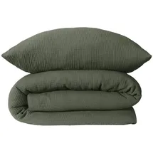 SCHIESSER Molly Uni Dunkelgrün 135 x 200 cm + 80 x 80 cm
