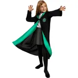 Funidelia Offizielles Slytherin Harry-Potter Kostüm für Jungen und Mädchen, Inklusive: Tunika mit aufgedrucktem Patch, Größe 7-9 Jahre - Outfit für Kinder für Partys, Karneval und Halloween
