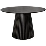 riess-ambiente Esstisch VALHALLA WOOD 120cm schwarz · runder Küchentisch im Japandi-Design (Einzelartikel, 1-St), 6 Personen · Säulenfuß aus Massivholz · Eiche schwarz 120 cm x 75 cm x 120 cm