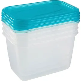 KEEEPER Frischhaltedose eckig blau transparent 15,5 x 10,5 x 8,5 cm 0,75 l 4-teiliges Set
