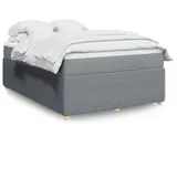 vidaXL Boxspringbett mit Matratze Hellgrau 140x200 cm Stoff
