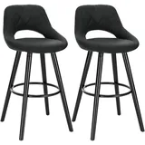 Woltu Barhocker 2er Set Barstuhl Bistrohocker Tresenhocker mit Lehne und Fußstütze Design Stuhl Holz Stoffbezug, Anthrazit - Grau