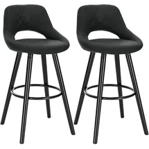 Woltu Barhocker 2er Set Barstuhl Bistrohocker Tresenhocker mit Lehne und Fußstütze Design Stuhl Holz Stoffbezug, Anthrazit - Grau