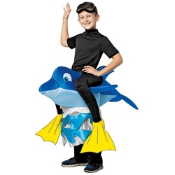 Rast Imposta Kostüm Delfin Reiterkostüm, Witziges Huckepack Kostüm für kleine Taucher mit Delfin blau 104