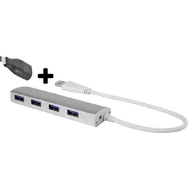 Renkforce 4 Port USB 3.2 Gen 1-Hub (USB 3.0) mit Aluminiumgehäuse Aluminium