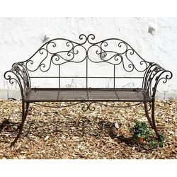 DanDiBo Gartenbank 111183 2 Braun Bank 146 cm aus Schmiedeeisen Metall Sitzbank Parkbank