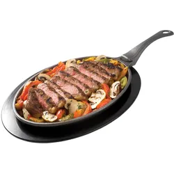 Napoleon Grillpfanne aus Gusseisen mit Untersetzer und abnehmbarem Griff, hitzebeständig & langlebig