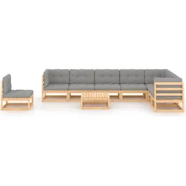 vidaXL Garten-Lounge-Set 9-tlg. grau/beige
