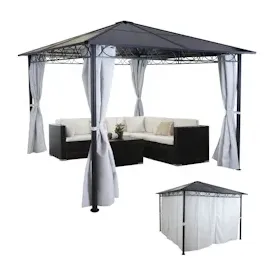 Mendler Hardtop Pergola HWC-C77 3 x 3 m Grau