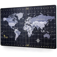 digitCUBE Schreibtischunterlage Tischunterlage Weltkarte 90x40cm mit deutschem Layout schwarz