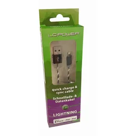 LC-POWER LC-C-USB-Lightning-1M-8 (MFI) USB A zu Lightning Kabel, schwarz/silber,