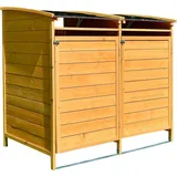 MuCoLa Mülltonnenbox Mülltonnenverkleidung Mülltonne Mülltonnenhaus Gerätebox Müllbox Müllhaus Gerätehaus Holz - Doppelbox 240L - Braun