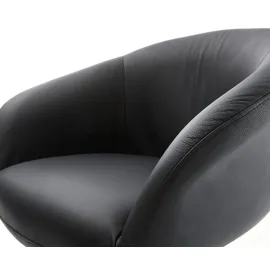 DeLife Freischwinger Vinka-Flex mit Armlehnen Echt-Leder Schwarz Freischwinger flach Effektfinish Titan Taschenfederkern,