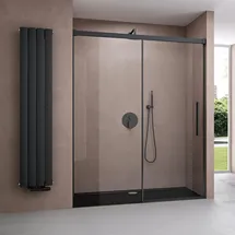 doporro Duschtür Nischentür dusche 130x195cm Duschwand schwarz Esg-sicherheitsglas Duschabtrennung Duschkabine 130x195 cm, Einscheibensicherheitsglas, Klarglas inkl. Nano-beschichtung Te...