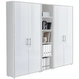 BMG Möbel Aktenschrank Büromöbel Office Edition 10 (Aktenschrank Regal Set, besteht aus 2x Aktenschrank und 1x Regal) mit viel Stauraum, abschließbar weiß