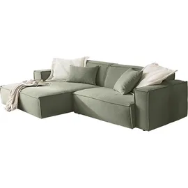 Candy Ecksofa Feincord 3-Sitzer Grün