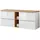 Lomadox Waschtischunterschrank Set, Hochglanz weiß, Wotaneiche, 4 Softclose-Auszüge, 1 Regal, B/h/t ca. 141/59,5/46 cm