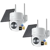 ieGeek Überwachungskamera 4G LTE Überwachungskamera Aussen mit SIM Karte (Aussen, Außenbereich, Wald, Farm, Campingbus, Straße, 355°/90° Schwenkbar PTZ Kabellos IP Kamera Ohne WLAN Outdoor Kamera, 2-tlg., 2K Farbe Nachtsicht aussenkamera PIR Erkennung 2-Wege-Audio, 4-fachen digitalen Zoom IP66 Wasserdicht für Garten, Hof)