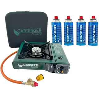 Kartuschenkocher CAMP Allgas mit Koffer Adapterschlauch + 4 Kartuschen GARDINGER