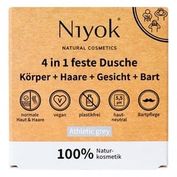 Niyok 4in1 Feste Dusche Körper + Haare + Gesicht + Bart (Athletic grey)