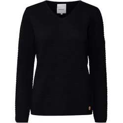Strickfleece-Pullover OXMO "Strickpullover OXHanna", Damen, Gr. S, schwarz, Obermaterial: 100% Baumwolle CO., Pullover