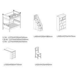 xl moebel gmbh Etagenbett mit Schreibtisch 90 x 200 cm Holz weiß