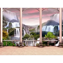 Fototapete PAPERMOON "Waterfall Design", bunt (mehrfarbig), B:3,5m L:2,6m, Vlies, Tapeten
