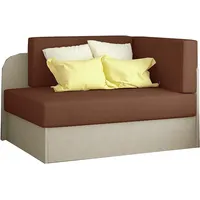 MOEBLO Kindersofa RAISA, Schlafsessel Couch für Kinderzimmer Kindersofa Jugendsofa, mit Schlaffunktion und Bettkasten beige|braun