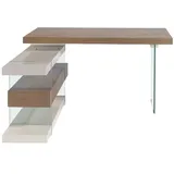Angel Cerdá Schreibtisch 3003 in Walnuss / Glas / Grau – (B)140 x (H)75 x (T)127 cm | Gr.: onesize
