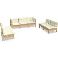 vidaXL Garten-Lounge-Set 7-tlg. creme Kiefer