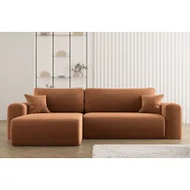 kaiser möbel Ecksofa mit Schlaffunktion L-förmiges Sofa,Capri Stoff Poso Ziegel Rechts