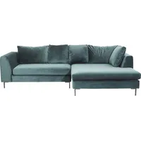 Ecksofa Gianni Velvet Dunkelgrün Rechts Schwarz