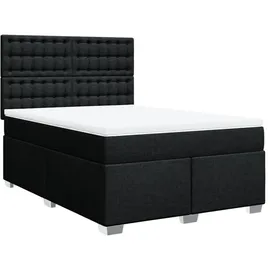 vidaXL Boxspringbett mit Matratze Schwarz 140x200 cm Stoff