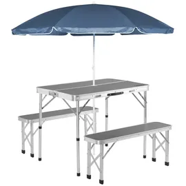 CASARIA Campingtisch Klappbar mit Bänken Grau