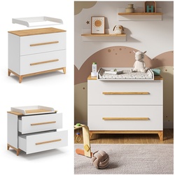 VitaliSpa Wickelkommode Malia 108 x 98 cm, Weiß Eiche, Wickeltisch inkl. Wickelauflage