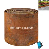 Rasenkante aus Cortenstahl 10m, Rasenkante Metall 14cm Hoch, Beeteinfassung aus Metall, Beetumrandung mit Rost, Einfache Montage - Beetumrandung mit Rost fur Blumenbeeten, Gartenwegen