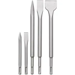 kwb SDS-Plus Meißel-Set für Bohrhammer, 5-teiliger Stein- u. Beton-Meissel Satz im Kunstoff-Koffer
