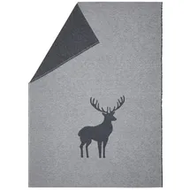 David Fussenegger Luca Hirsch Struktur Kuscheldecke 140 x 200 cm Grau/Silber