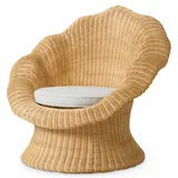 Casa Padrino Luxus Rattan Sessel Naturfarben / Creme - Rattan Wohnzimmer Möbel