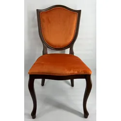 Casa Padrino Art Deco Esszimmer Stuhl Orange / Dunkelbraun - Art Deco Massivholz Stuhl - Art Deco Esszimmermöbel - Art Deco Möbel - Art Deco Einrichtung - Möbel im Art Deco Stil