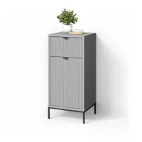 Livinity® Badschrank, Grau, Grau, 3 Fächer, 1 Schubladen, Rechteckig,
